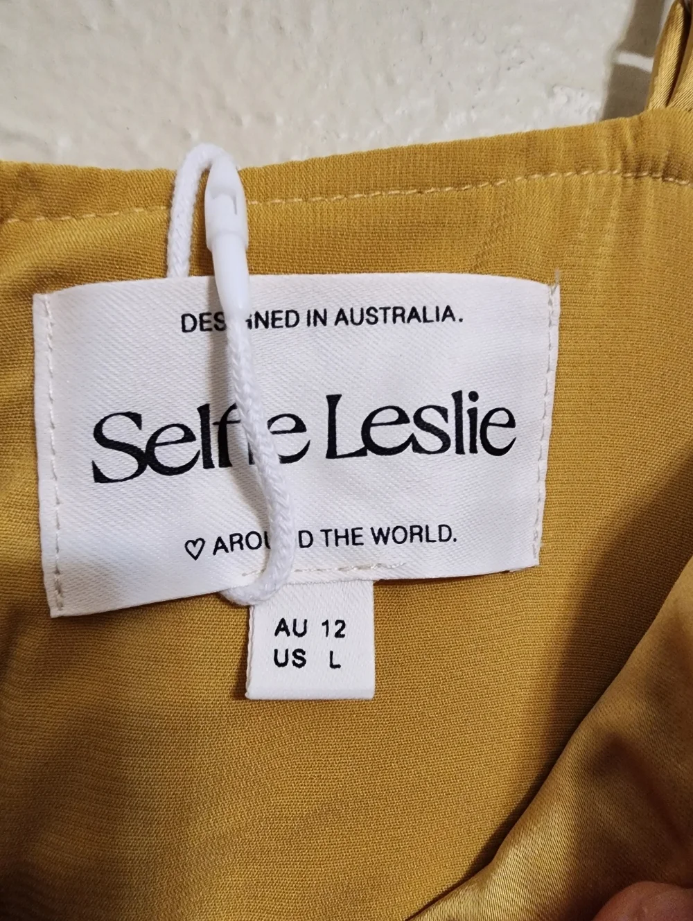 Selfie Leslie Azara Pintuck Bodice Maxi Yellow Dress L Wedding Party Prom